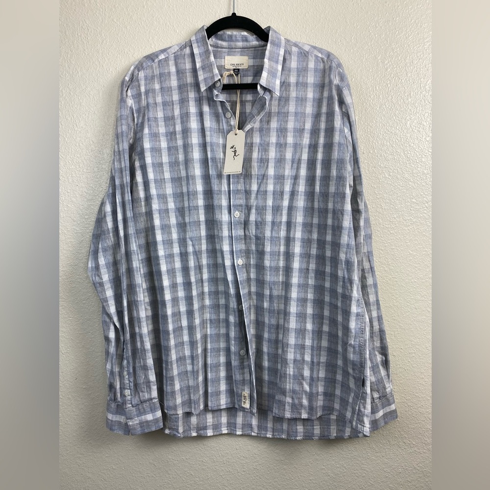 NWT Civil Society‎ Plaid Long Sleeve Burton Down Shirt Men’s XXL Casual Cotton